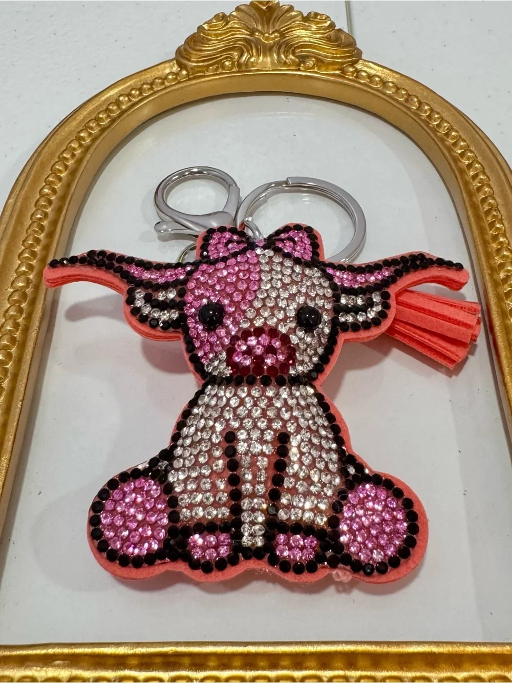 New Pink Baby Longhorn Keychain/Bag Charm